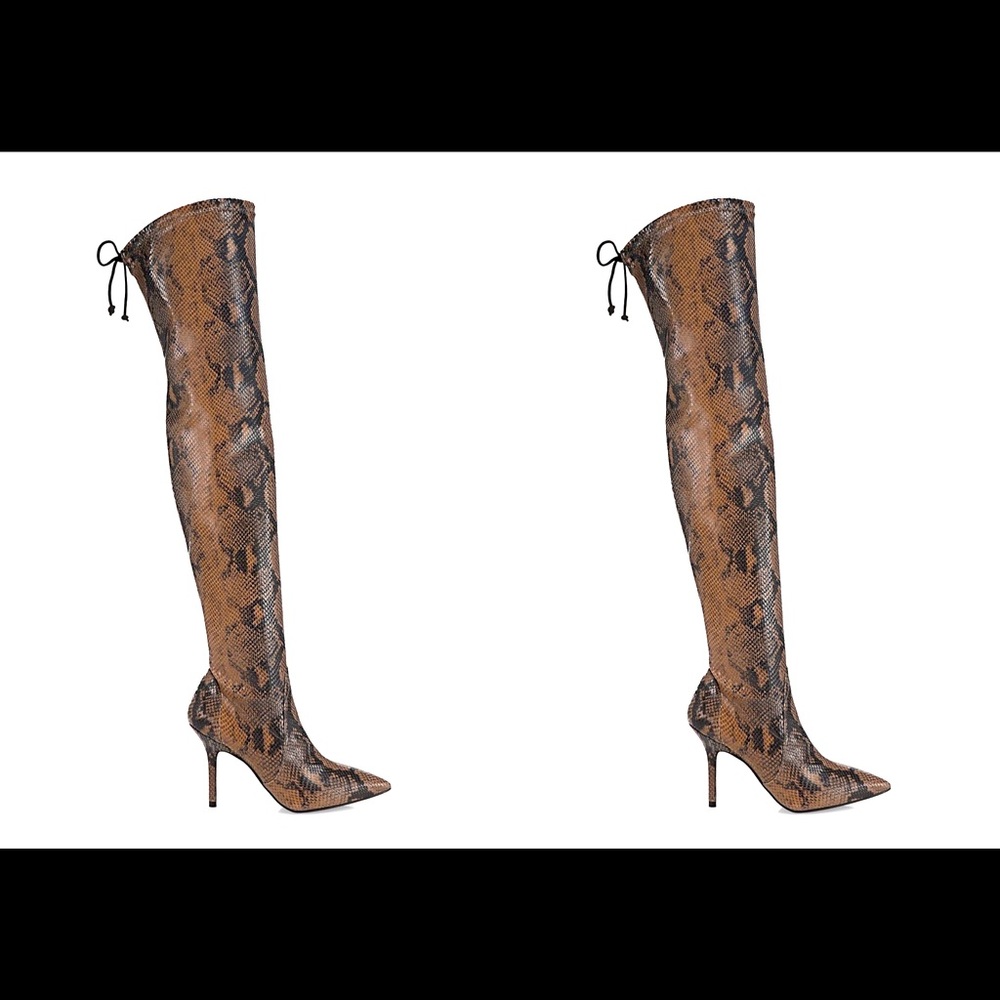 Carne Over-The-Knee Snakeskin-
Embossed Leather Boots